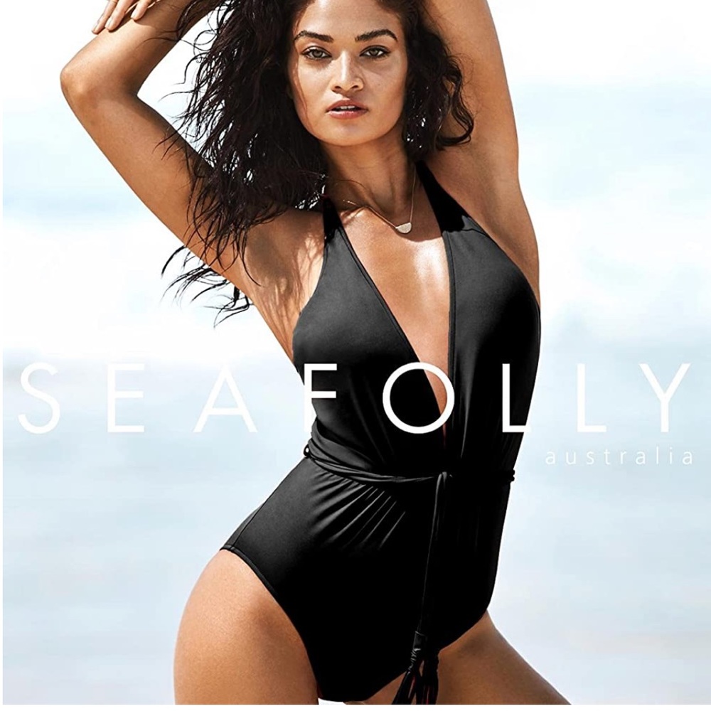 Seafolly•Deep V One Piece Swimsuit with Belt Tie